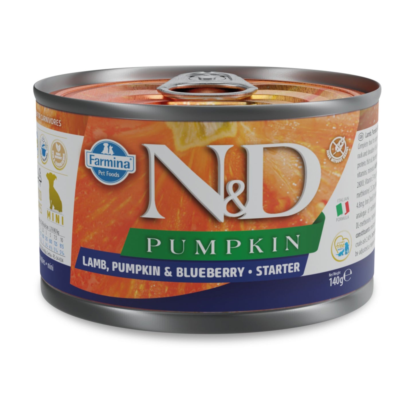 N&D Dog Lamb & Blueberry Starter Puppy Mini - с агне, тиква и боровинки, за подрастващи кученца по време на отбиване до възраст от 2 месеца, за мини породи 140 гр.