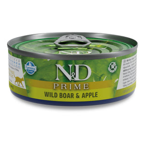 N&D Prime Cat Adult Wild Boar & Apple - пълноценна мокра храна за котки в зряла възраст с глиганско и ябълка 70 гр.