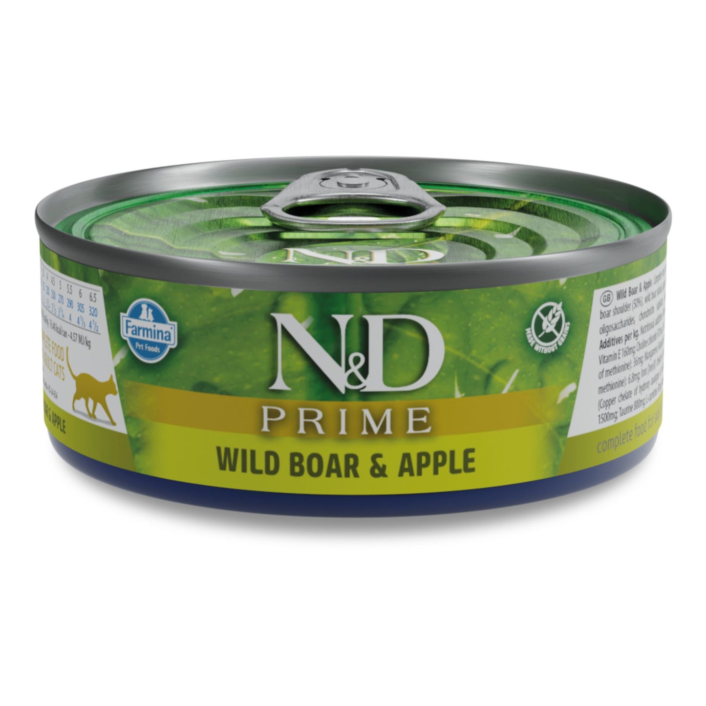 N&D Prime Cat Adult Wild Boar & Apple - пълноценна мокра храна за котки в зряла възраст с глиганско и ябълка 70 гр.