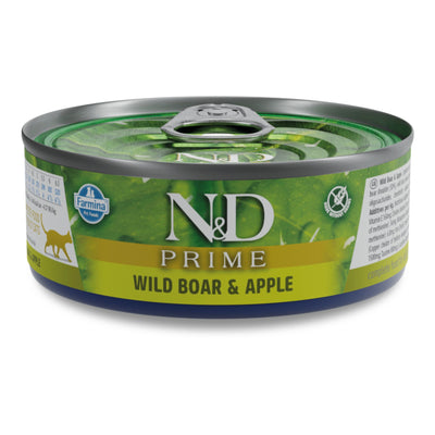 N&D Prime Cat Adult Wild Boar & Apple - пълноценна мокра храна за котки в зряла възраст с глиганско и ябълка 70 гр.