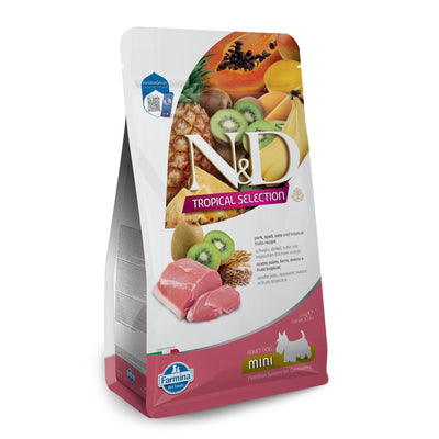 N&D DOG TROPICAL SELECTION PORK ADULT MINI - за кучета над 1 година от дребните породи, със свинско, спелта, овес и тропически плодове 5 кг.