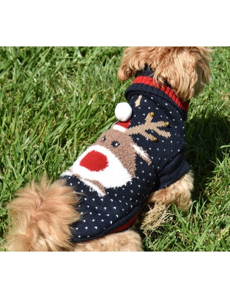 Nayeco Reindeer With Bell Knitted Sweater - пуловер за кучета 45 см