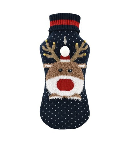Nayeco Reindeer With Bell Knitted Sweater - пуловер за кучета 20 см