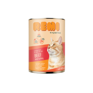 Remi Cat Chunks in Gravy with Beef and Turkey - консерва за котки, хапки в сос с говеждо и пуешко месо 415 гр