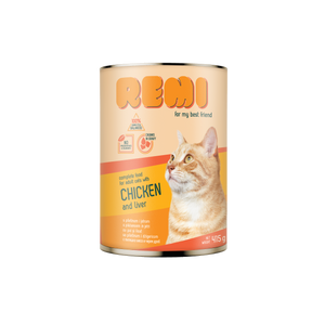 Remi Cat Chunks in Gravy with Chicken and Liver - консерва за котки, хапки в сос с пилешко и черен дроб 415 гр