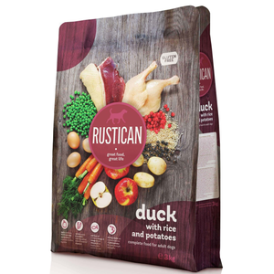 Rustican Gluten Free Duck, Rice and Potatoes - пълноценна храна за пораснали кучета с патешко, ориз и картофи 3 кг