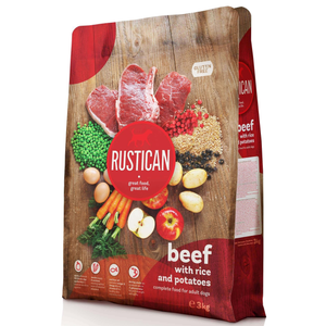 Rustican Gluten Free Beef, Rice and Potatoes - пълноценна храна за пораснали кучета с говеждо, ориз и картофи