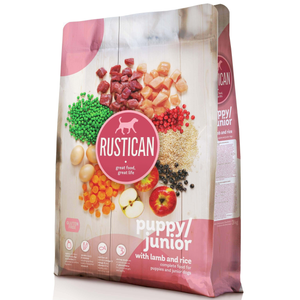 Rustican Gluten Free Puppy and Junior Lamb and Rice - пълноценна храна за кутрета и подрастващи кученца с агнешко и ориз