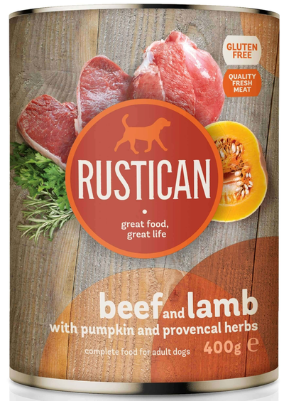 Rustican Beef and Lamb with Pumpkin - консерва за кучета с говеждо и агнешко, тиква и провансалски подправки
