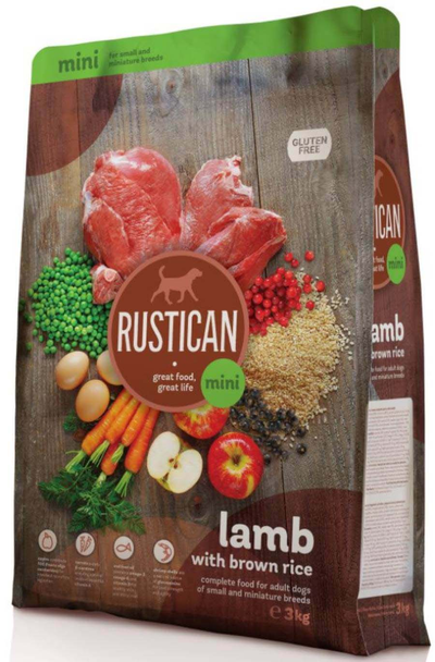 Rustican Mini Gluten Free Lamb and Rice - пълноценна храна за пораснали кучета от мини породи с агнешко и кафяв ориз