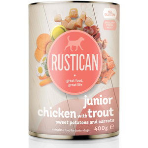 Rustican Junior Chicken and Trout - консерва за подрастващи кучета с пилешко и пъстърва 800 гр