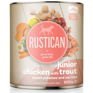 Rustican Junior Chicken and Trout - консерва за подрастващи кучета с пилешко и пъстърва