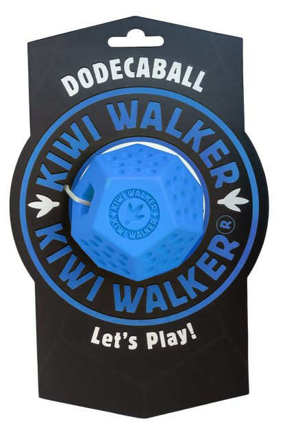 Kiwi Walker Lets Play Dodecaball Blue - гумена играчка за лакомства 8 см, син