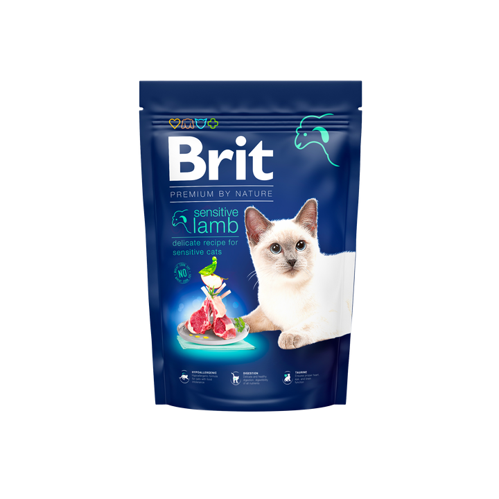 Brit Premium by Nature Cat Sensitive Lamb - суха храна с агнешко за котки с чувствителна храносмилателна система
