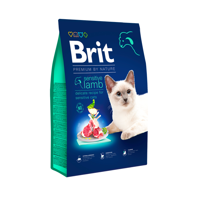 Brit Premium by Nature Cat Sensitive Lamb - суха храна с агнешко за котки с чувствителна храносмилателна система