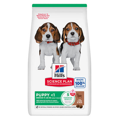 Hills Science Plan Puppy Medium - суха храна за кученца от средни породи с агнешко месо