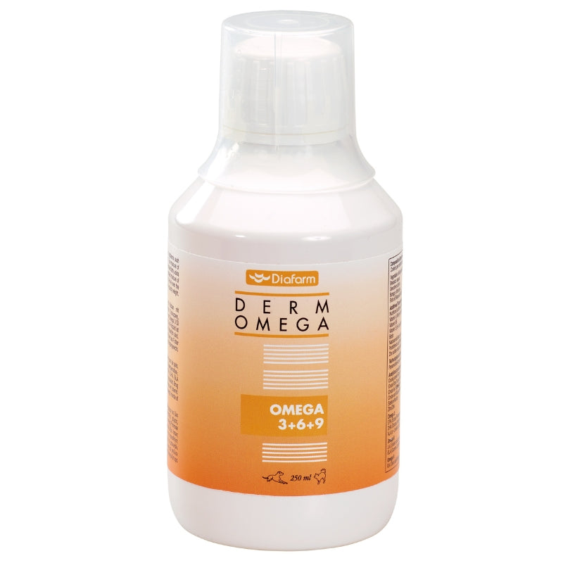 Diafarm Omega 3+6+9 - хранителна добавка за кожа и козина за кучета и котки 250 мл
