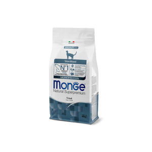 Monge Natural Superpremium Monoprotein Sterilised Cat Trout - пълноценна суха храна за кастрирани котки с пъстърва 400 гр