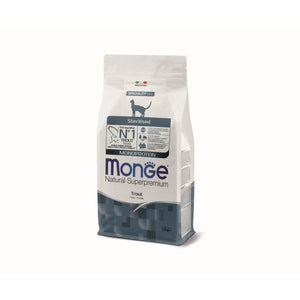 Monge Natural Superpremium Monoprotein Sterilised Cat Trout - пълноценна суха храна за кастрирани котки с пъстърва 1,5 кг
