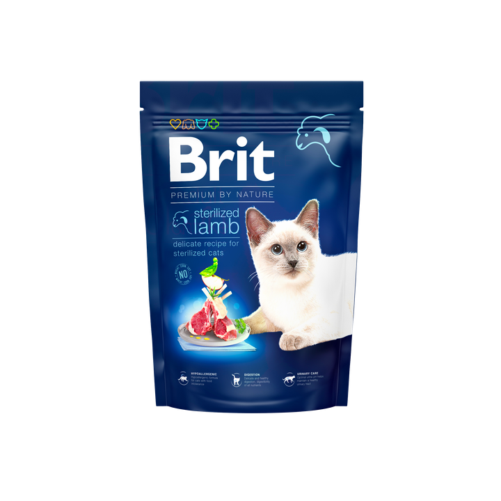 Brit Premium by Nature Cat Sterilized Lamb - пълноценна храна с агнешко месо за кастрирани котки