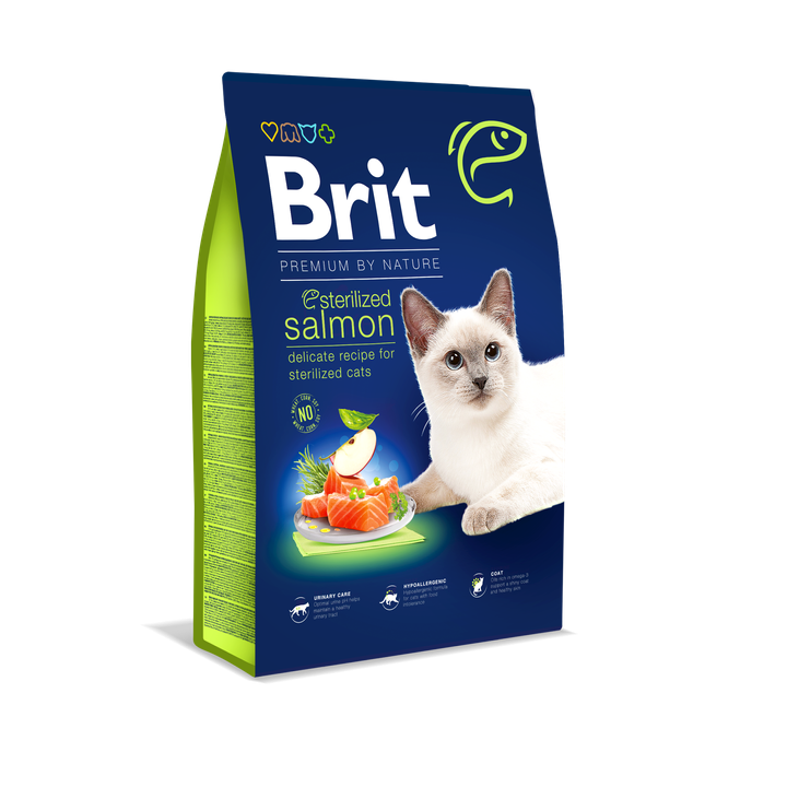 Brit Premium by Nature Cat Sterilized Salmon - пълноценна храна със сьомга за кастрирани котки