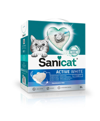 Sanicat Active White Natural - котешка тоалетна висококачествен бял бентонит / натурална / 10 литра
