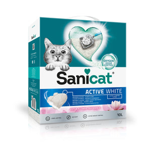 Sanicat Active White Lotus - котешка тоалетна висококачествен бял бентонит - аромат на цветя