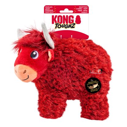 KONG Toughz Highland Cow M - плюшена играчка за кучета 22.8 см