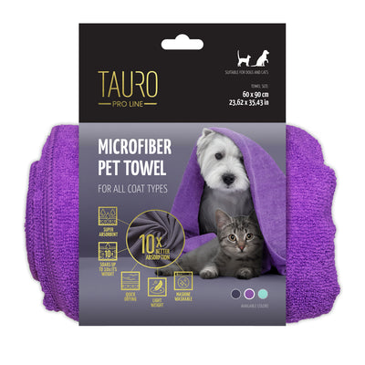 Tauro Pro Line Мicrofiber Тowel for Pets - микрофибърна кърпа за домашни любимци 60 / 90 см, лилав