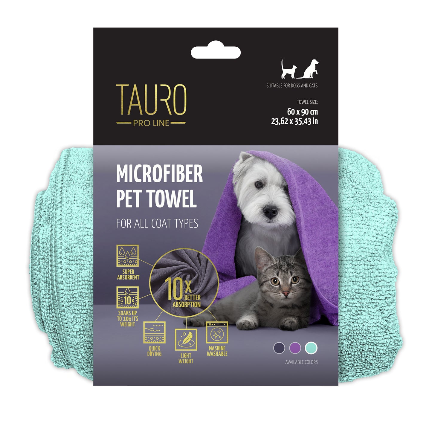 Tauro Pro Line Мicrofiber Тowel for Pets - микрофибърна кърпа за домашни любимци 60 / 90 см, зелен