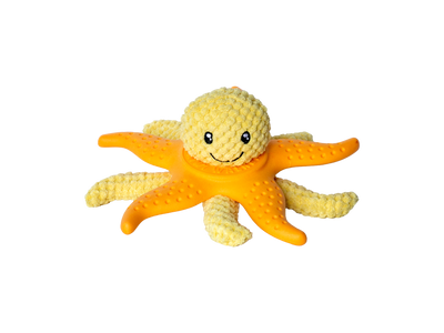 Kiwi Walker Lets Play Octopus and Starfish Orange - плюшен октопод и морска звезда от термопластичен каучук 25 см, оранжев