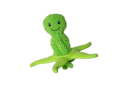 Kiwi Walker Lets Play Octopus and Starfish Green - плюшен октопод и морска звезда от термопластичен каучук 25 см, зелен