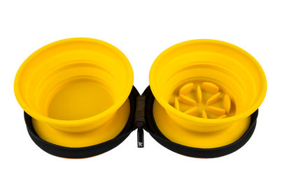 Kiwi Walker Double Travel Bowl with Slow Feeder - сгъваеми купички за храна и вода