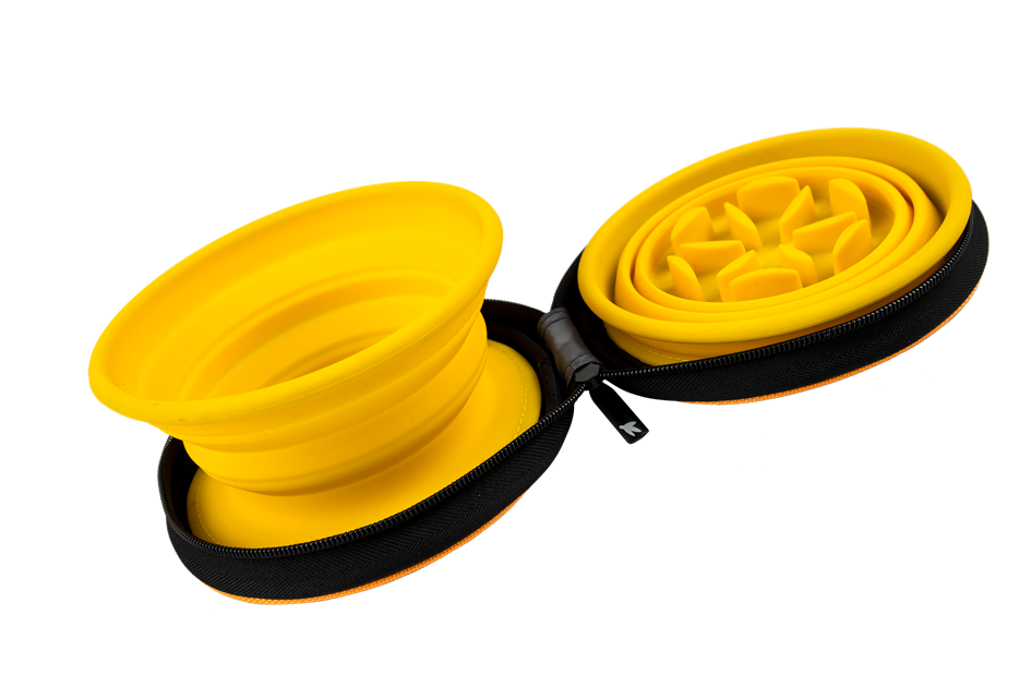 Kiwi Walker Double Travel Bowl with Slow Feeder - сгъваеми купички за храна и вода