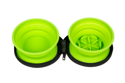 Kiwi Walker Double Travel Bowl with Slow Feeder - сгъваеми купички за храна и вода