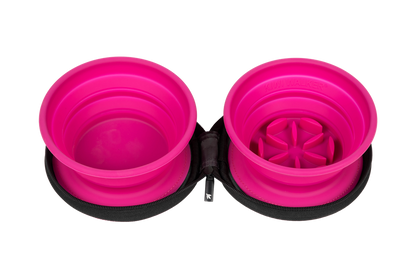 Kiwi Walker Double Travel Bowl with Slow Feeder - сгъваеми купички за храна и вода