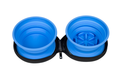 Kiwi Walker Double Travel Bowl with Slow Feeder - сгъваеми купички за храна и вода