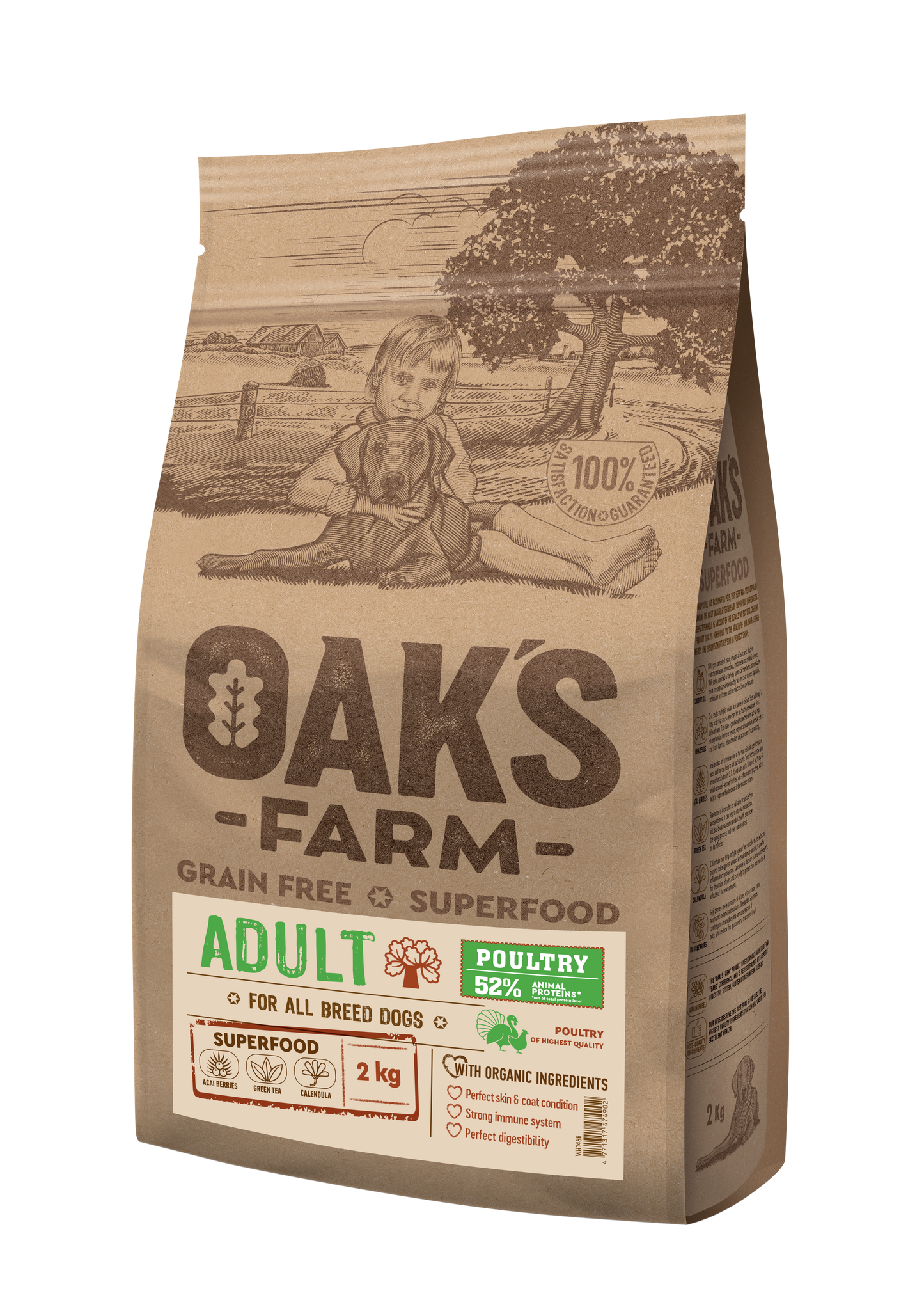 Oaks Farm Adult Poultry All Breed - суха храна с птиче месо за кучета от всички породи