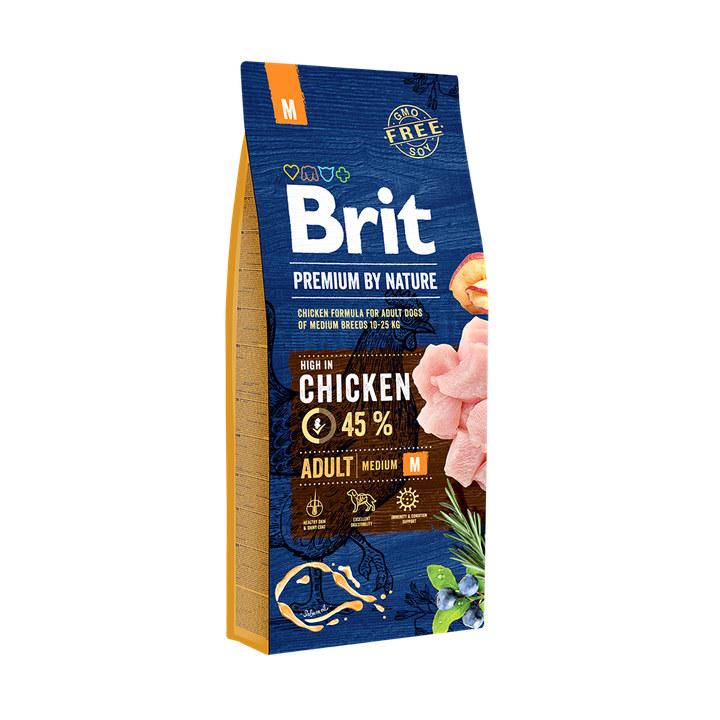 Brit Premium by Nature Adult M - пълноценна храна за кучета от средни породи