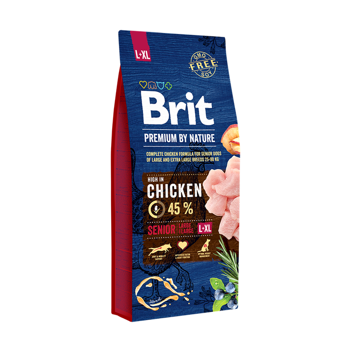Brit Premium by Nature Senior L+XL - пълноценна храна за кучета големи и гигантски породи над 7 години