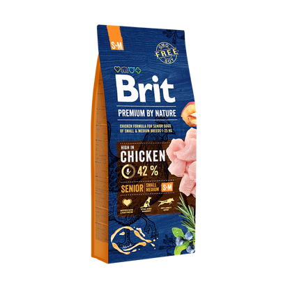 Brit Premium by Nature Senior S+M - пълноценна храна за кучета от малки и средни породи над 7 години