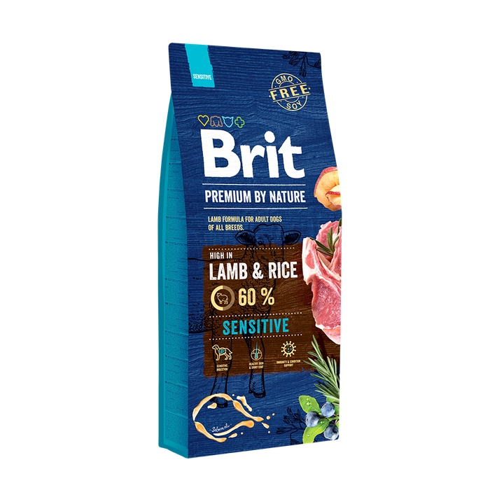 Brit Premium by Nature Sensitive Lamb - пълноценна храна с агнешко месо за кучета от всички проди