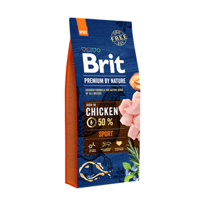 Brit Premium by Nature Sport - пълноценна храна за активни кучета от за всички породи 15 кг