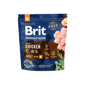 Brit Premium by Nature Adult M - пълноценна храна за кучета от средни породи