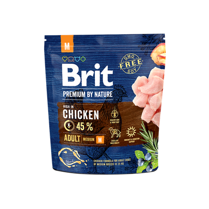 Brit Premium by Nature Adult M - пълноценна храна за кучета от средни породи