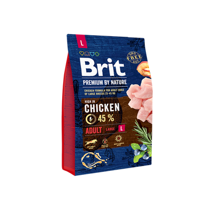 Brit Premium by Nature Adult L - пълноценна храна за кучета от големи породи