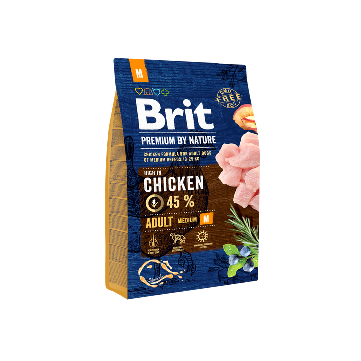 Brit Premium by Nature Adult M - пълноценна храна за кучета от средни породи