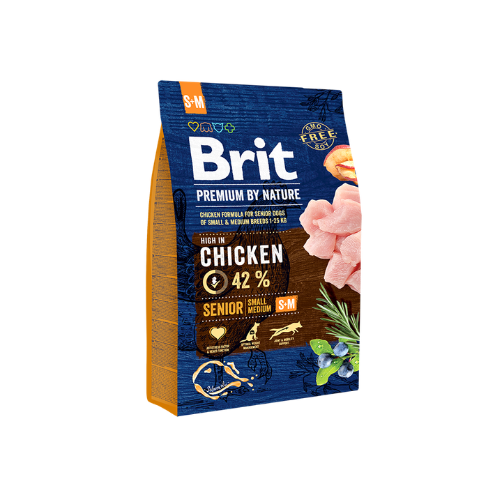 Brit Premium by Nature Senior S+M - пълноценна храна за кучета от малки и средни породи над 7 години