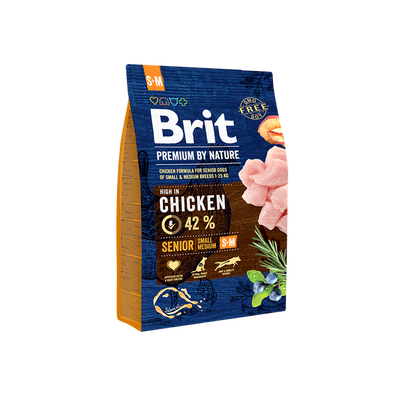 Brit Premium by Nature Senior S+M - пълноценна храна за кучета от малки и средни породи над 7 години