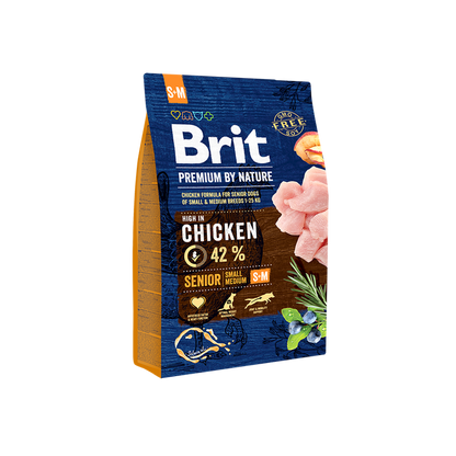 Brit Premium by Nature Senior S+M - пълноценна храна за кучета от малки и средни породи над 7 години